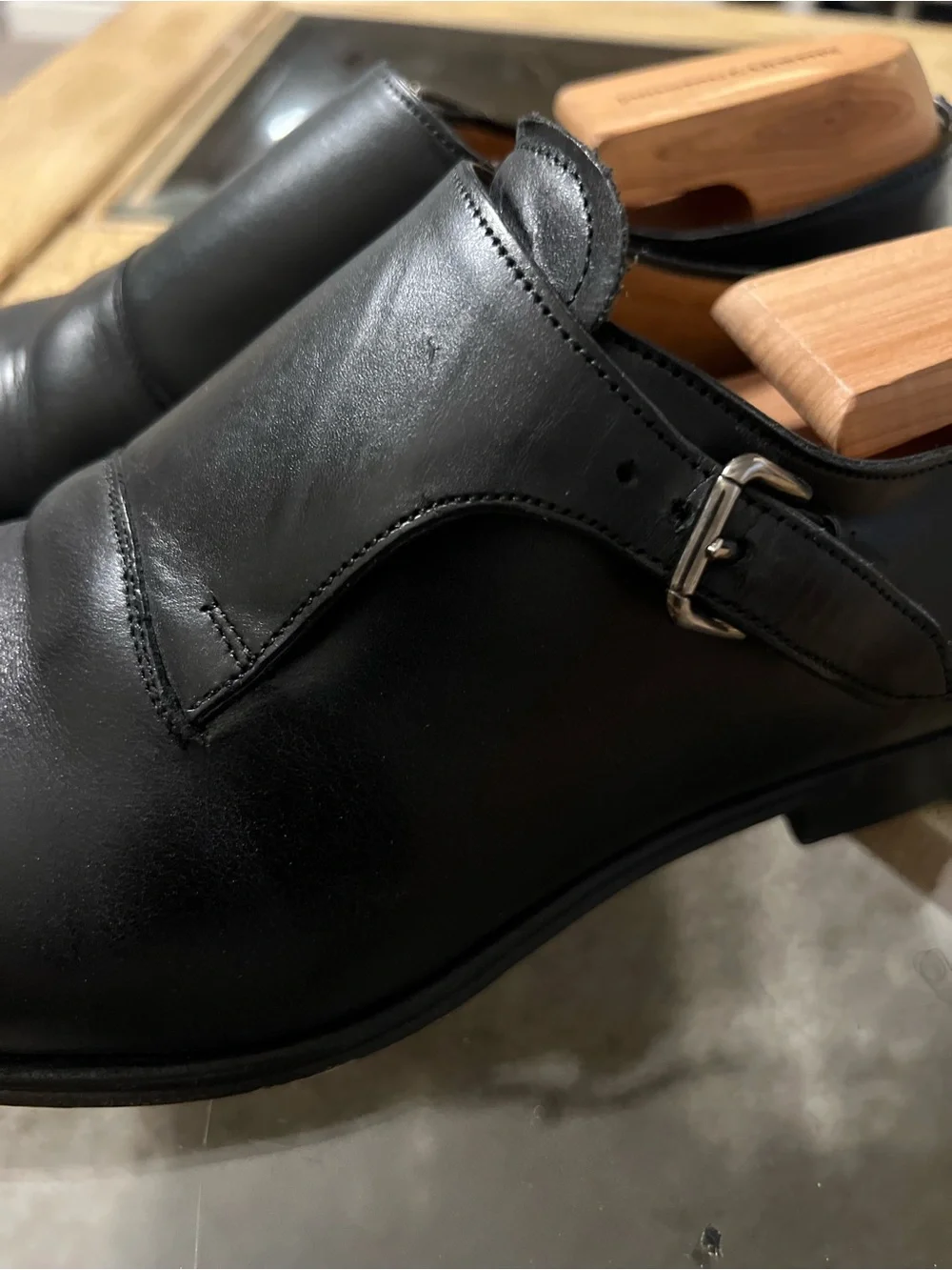 Mezlan Custom Monk Strap Classic Black Men's Leather Dress Shoes 8.5M